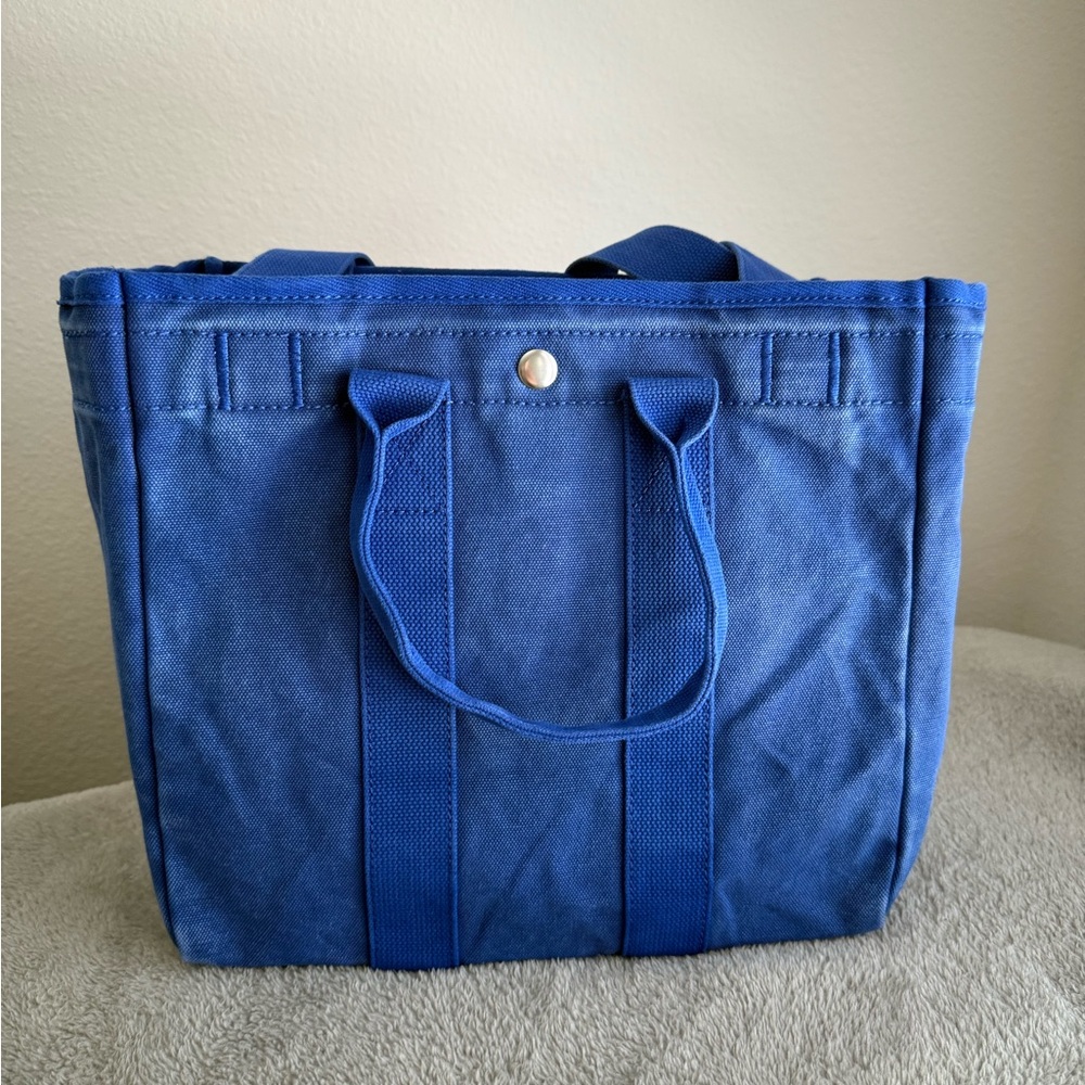 Alex Mill Cobalt Blue Canvas Tote with Green and White initials - Picture 2 of 4